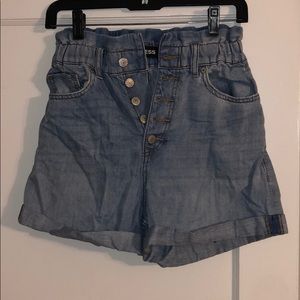 jean shorts with ruffle top